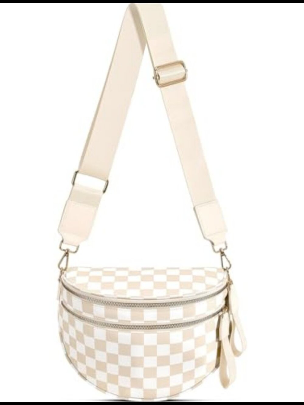 Nylon Crossbody Bag Checkered Bum Bag Adjustable Strap Anti-Theft